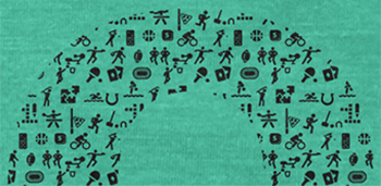 Detail of small stick figures on the letter O of the 2024 NVSO Volunteer tshirt.