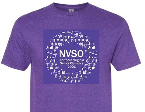 Northern Virginia Senior Olympics 2026 t-shirt front for participants.